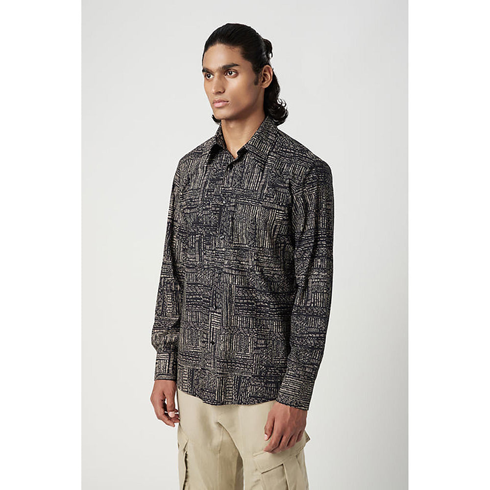 Genes Lecointe Hemant Regular Fit Button-Up Shirt In An All-Over Kantha Print
