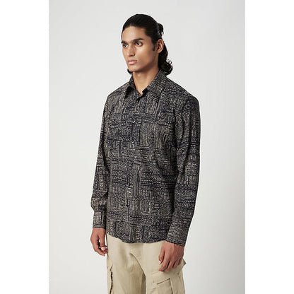 Genes Lecointe Hemant Regular Fit Button-Up Shirt In An All-Over Kantha Print
