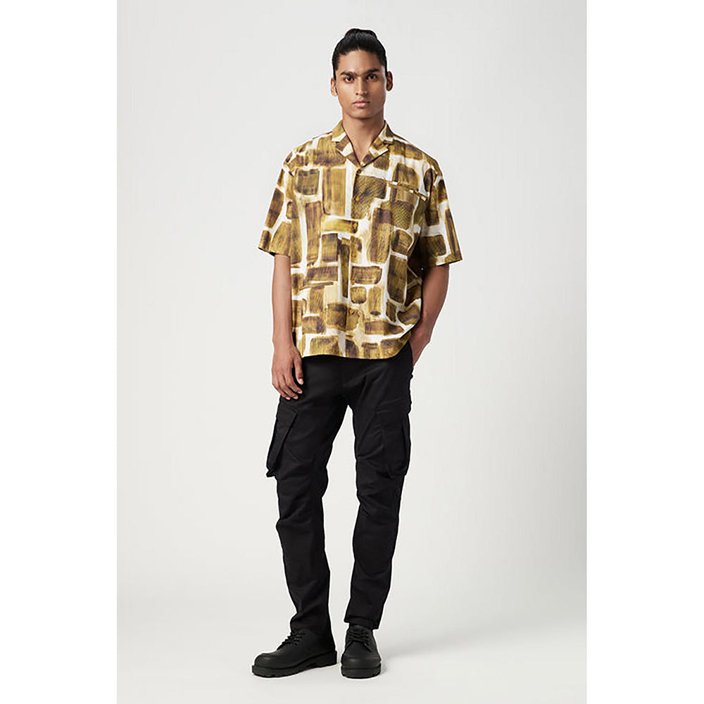 Genes Lecointe Hemant Easy Fit Half Sleeve Collar Shirt In An All-Over Abstract Check Print