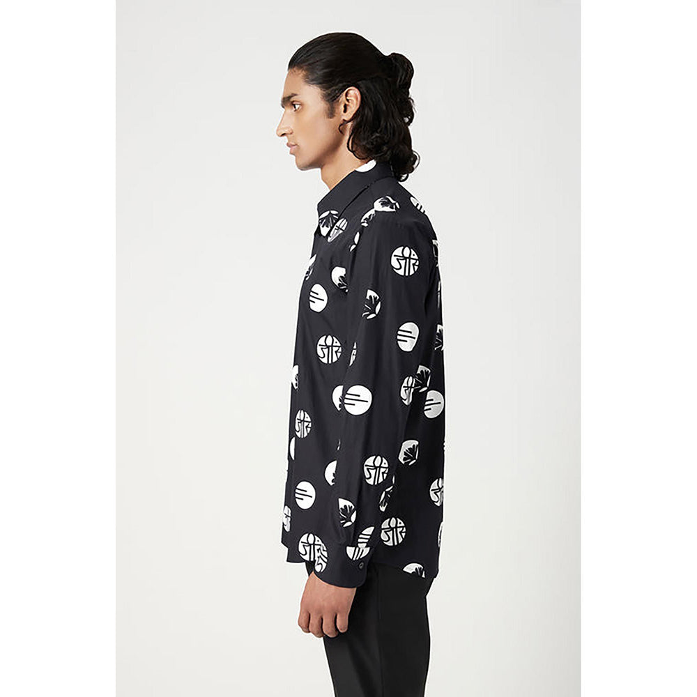 Genes Lecointe Hemant Regular Fit Button-Up Shirt In An Eye-Catching Stamp Print