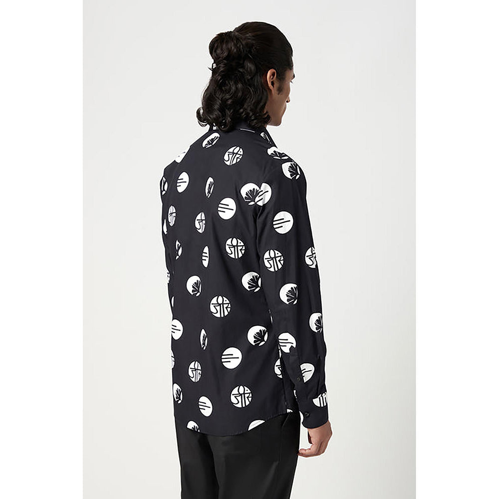 Genes Lecointe Hemant Regular Fit Button-Up Shirt In An Eye-Catching Stamp Print