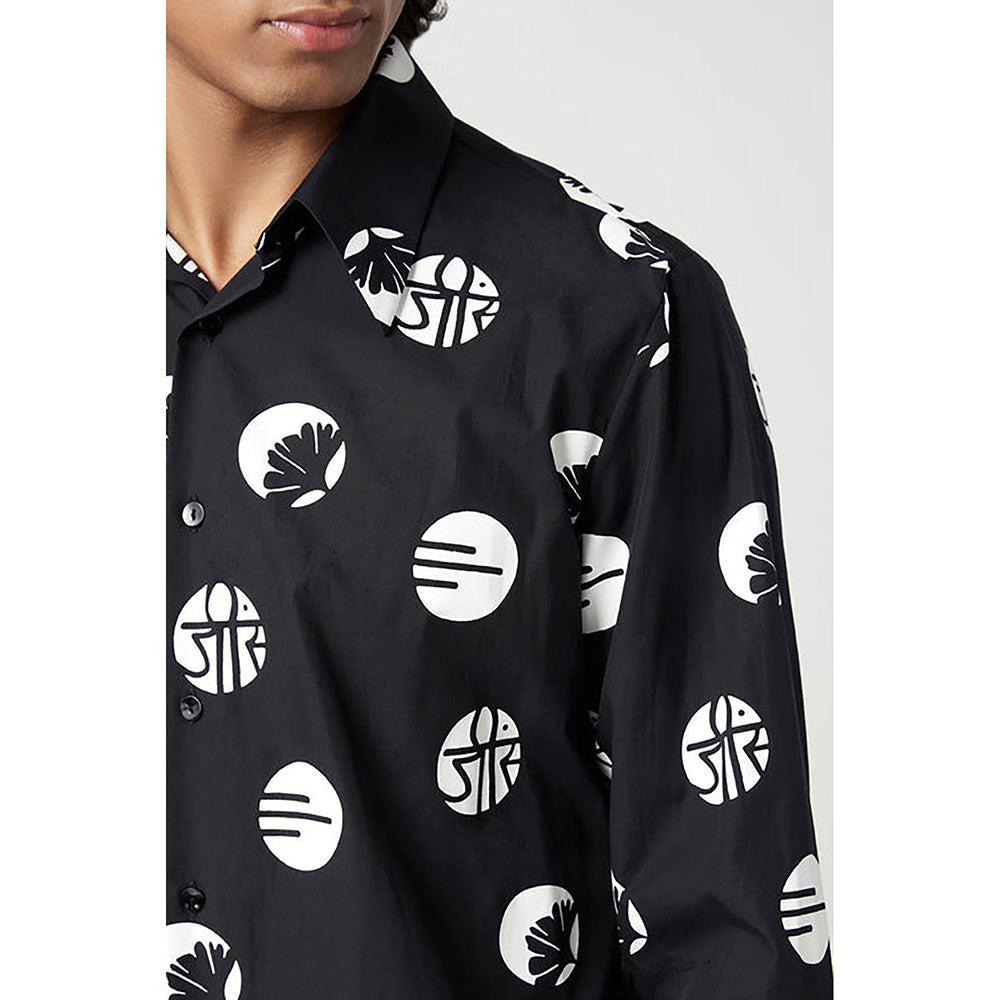 Genes Lecointe Hemant Regular Fit Button-Up Shirt In An Eye-Catching Stamp Print