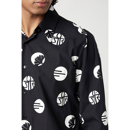 Genes Lecointe Hemant Regular Fit Button-Up Shirt In An Eye-Catching Stamp Print