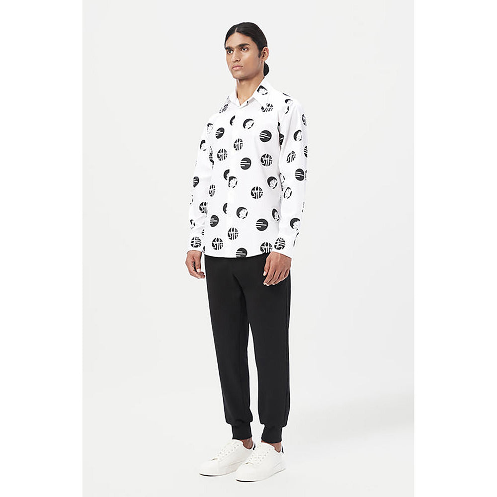 Genes Lecointe Hemant Regular Fit Button-Up Shirt In An Eye-Catching Stamp Print