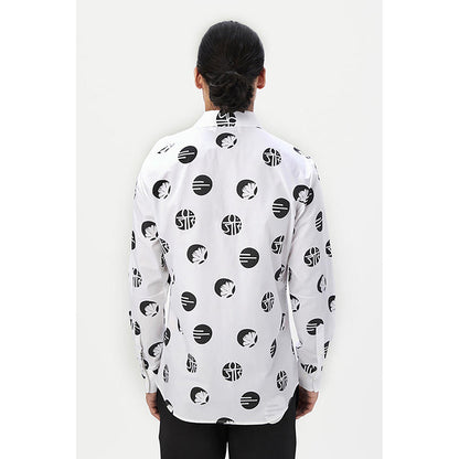 Genes Lecointe Hemant Regular Fit Button-Up Shirt In An Eye-Catching Stamp Print