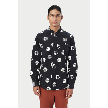 Genes Lecointe Hemant Easy Fit Button-Up Shirt with Band Collar