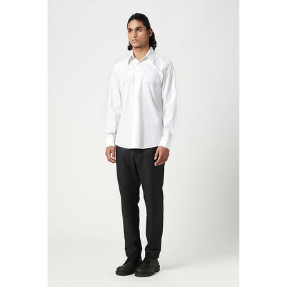 Genes Lecointe Hemant Regular Fit Button-Up Shirt with Floral Thread Embroidery