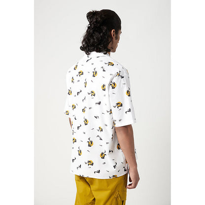 Genes Lecointe Hemant Easy Fit Half Sleeve Shirt In An All-Over Fish Print