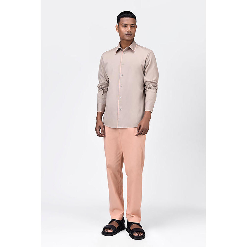 Genes Lecointe Hemant Regular Fit Button Up Shirt with Raw Edge Finish