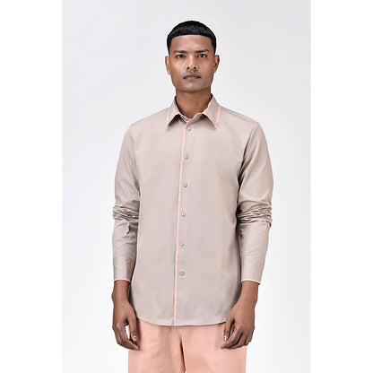 Genes Lecointe Hemant Regular Fit Button Up Shirt with Raw Edge Finish