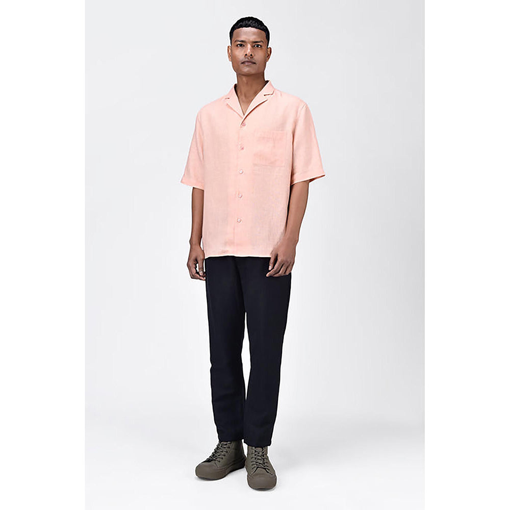 Genes Lecointe Hemant Linen Shirt with Half Sleeves and Signature Dart Detail