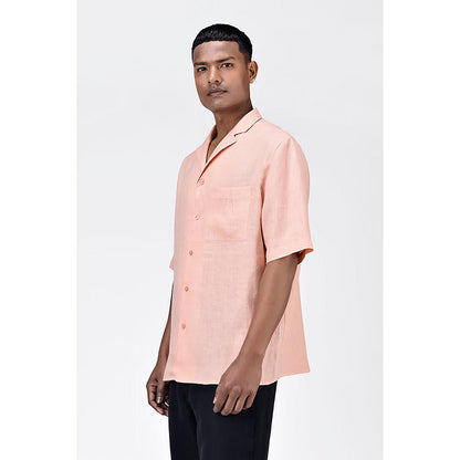 Genes Lecointe Hemant Linen Shirt with Half Sleeves and Signature Dart Detail