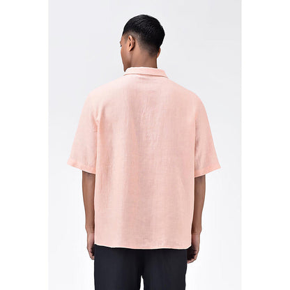 Genes Lecointe Hemant Linen Shirt with Half Sleeves and Signature Dart Detail