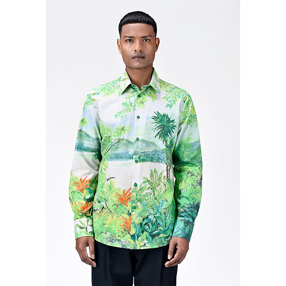 Genes Lecointe Hemant Men's Full Sleeve Shirt with Landscape Print