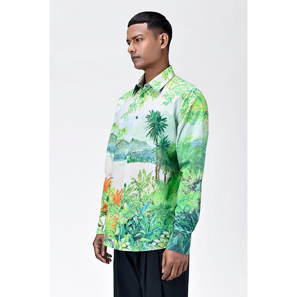 Genes Lecointe Hemant Men's Full Sleeve Shirt with Landscape Print