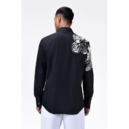 Genes Lecointe Hemant Regular Fit Cotton Poplin Shirt with Orchid Print