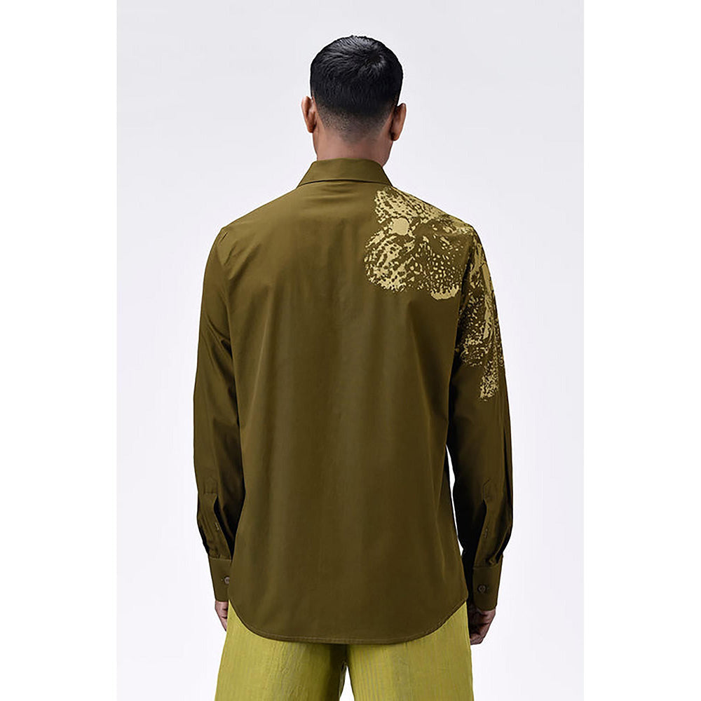 Genes Lecointe Hemant Regular Fit Cotton Poplin Shirt with Orchid Print