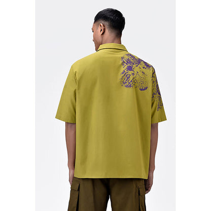 Genes Lecointe Hemant Easy Fit Cotton Poplin Shirt with Sailor Collar and Orchid Print