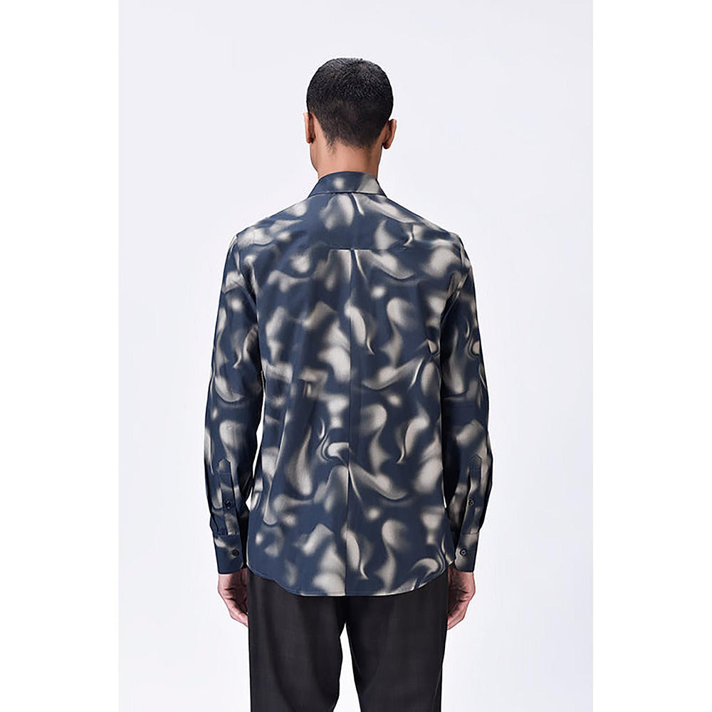 Genes Lecointe Hemant Giza Cotton Poplin Shirt With Aurora Print - Black