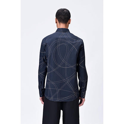 Genes Lecointe Hemant Black Giza Cotton Shirt With Dotted Aurora Print