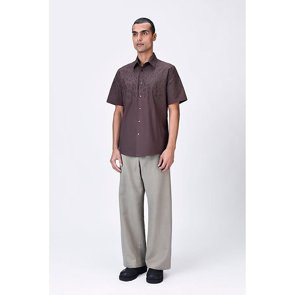 Genes Lecointe Hemant Giza Cotton Poplin Half Sleeve Shirt - Brown