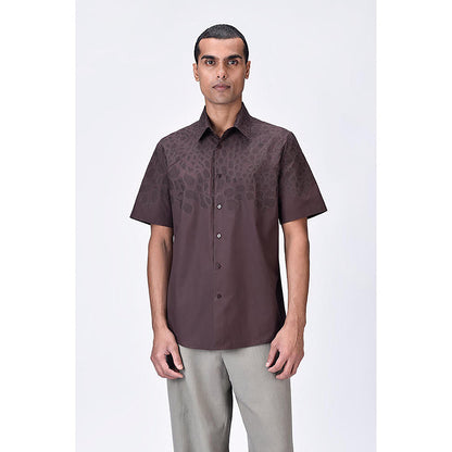 Genes Lecointe Hemant Giza Cotton Poplin Half Sleeve Shirt - Brown