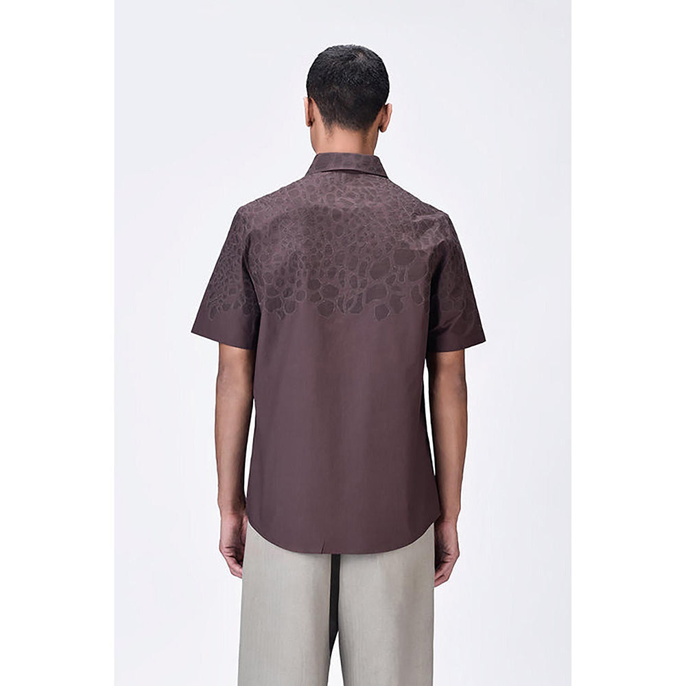 Genes Lecointe Hemant Giza Cotton Poplin Half Sleeve Shirt - Brown