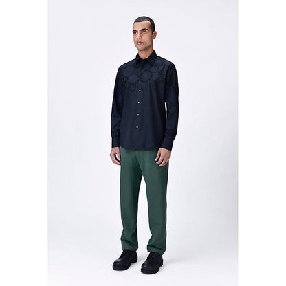 Genes Lecointe Hemant Giza Cotton Poplin Embroidered Shirt Black