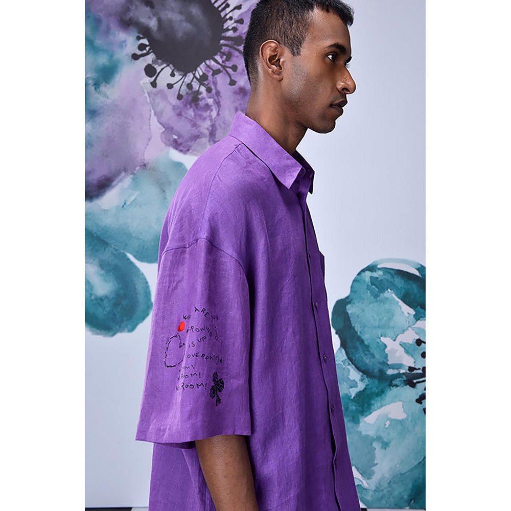 Genes Lecointe Hemant Lavender Graffiti Oversized Shirt