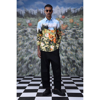 Genes Lecointe Hemant Garden Print Poplin Regular Fit Shirt