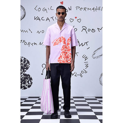 Genes Lecointe Hemant Rabbit Print Cotton Relax Fit Shirt - Smoothie Pink