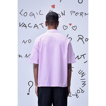 Genes Lecointe Hemant Rabbit Print Cotton Relax Fit Shirt - Smoothie Pink