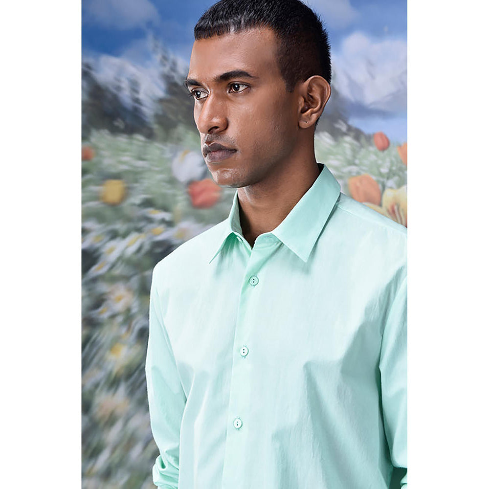 Genes Lecointe Hemant Malmal Formal Regular Fit Shirt- Nile Green