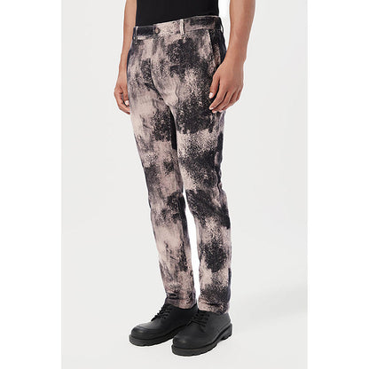 Genes Lecointe Hemant Slim Fit Trousers With Textured Print Throughout