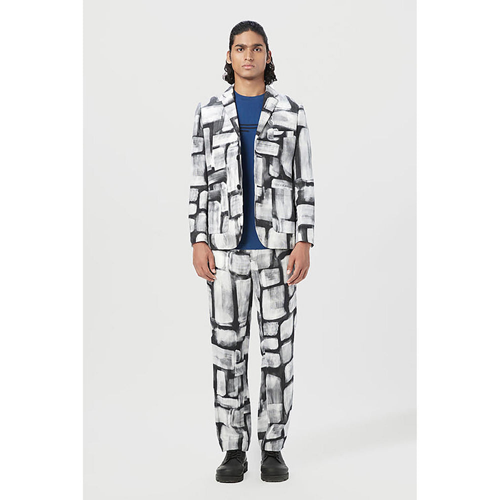 Genes Lecointe Hemant Regular Fit Trousers With All-Over Abstract Check Print