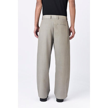 Genes Lecointe Hemant Taupe Linen Herringbone Flared Trousers