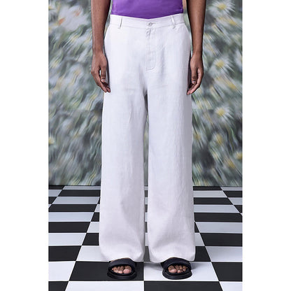 Genes Lecointe Hemant Pearl Grey Linen Trousers