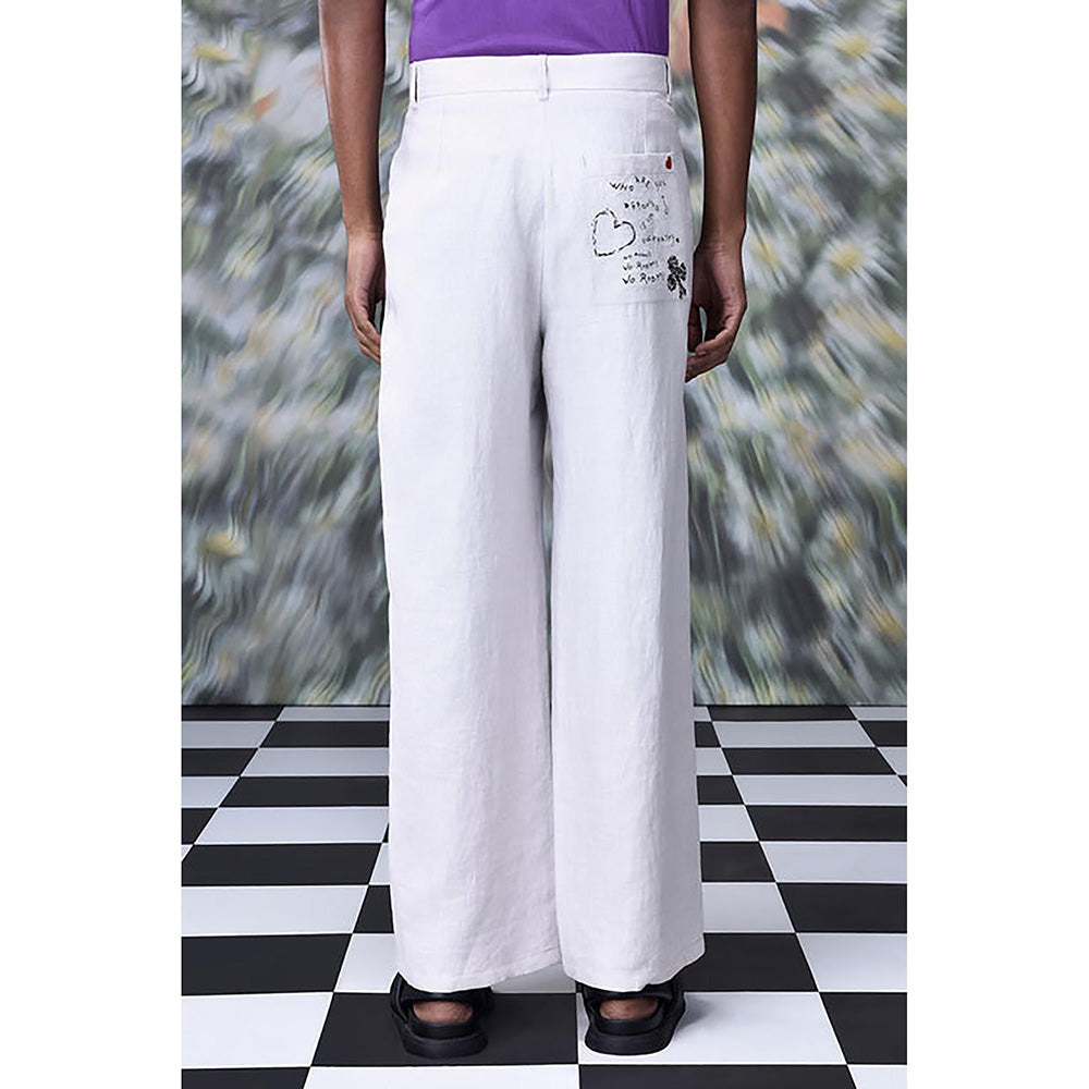 Genes Lecointe Hemant Pearl Grey Linen Trousers