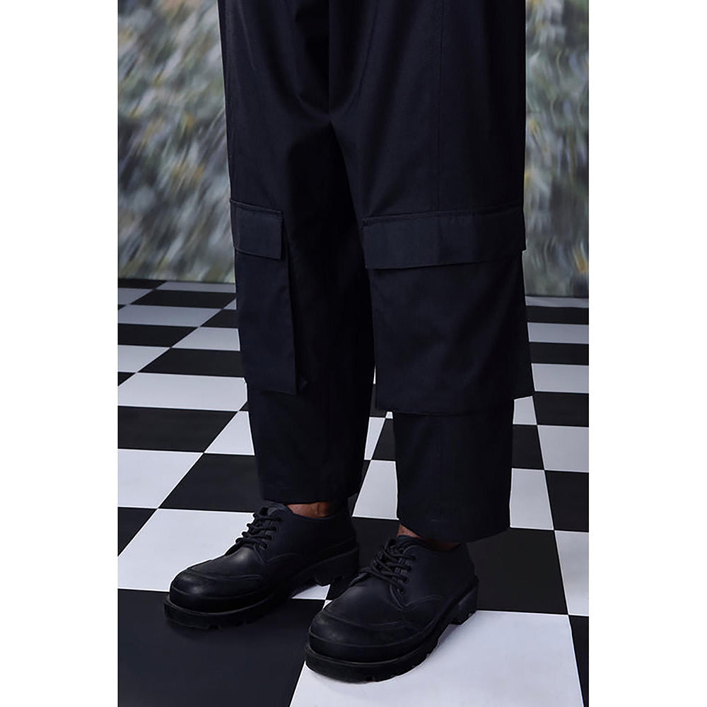 Genes Lecointe Hemant Utility Relax Fit Trousers - Black