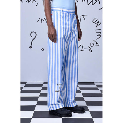 Genes Lecointe Hemant Chess Board Striped Relaxed Fit Trousers