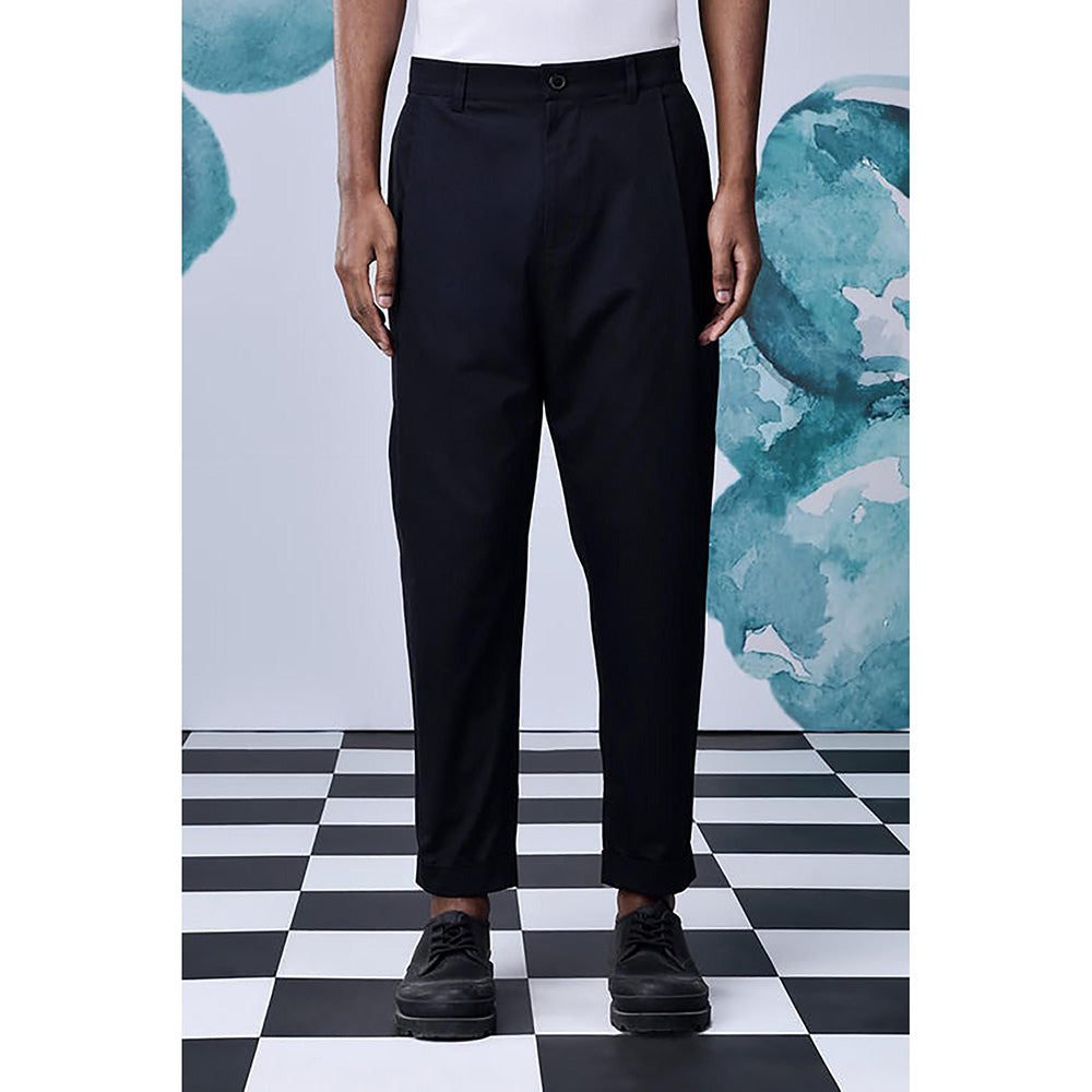 Genes Lecointe Hemant Cotton Twill Carrot Fit Pants- Black
