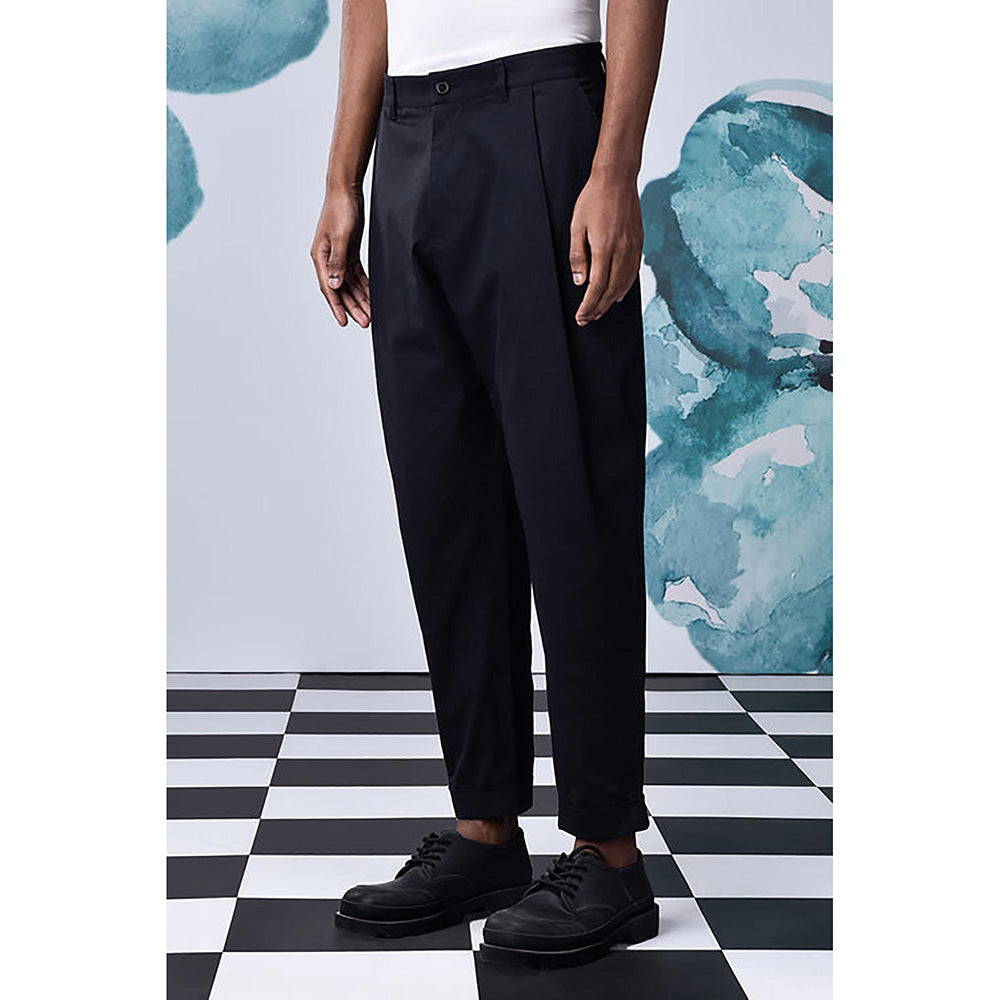 Genes Lecointe Hemant Cotton Twill Carrot Fit Pants- Black