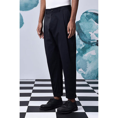 Genes Lecointe Hemant Cotton Twill Carrot Fit Pants- Black