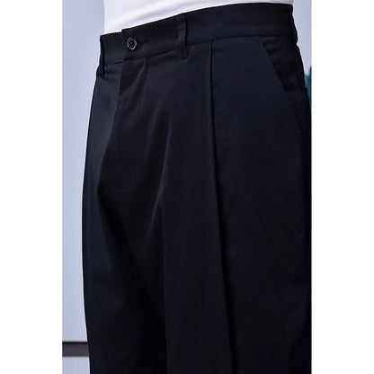 Genes Lecointe Hemant Cotton Twill Carrot Fit Pants- Black