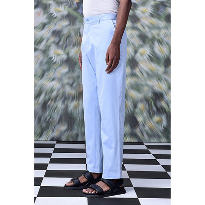 Genes Lecointe Hemant Cotton Twill Regular Fit Pants- Blue