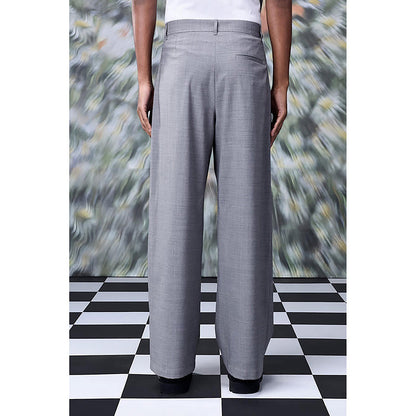 Genes Lecointe Hemant Poly-Wool Relax Fit Trousers- Pearl Grey