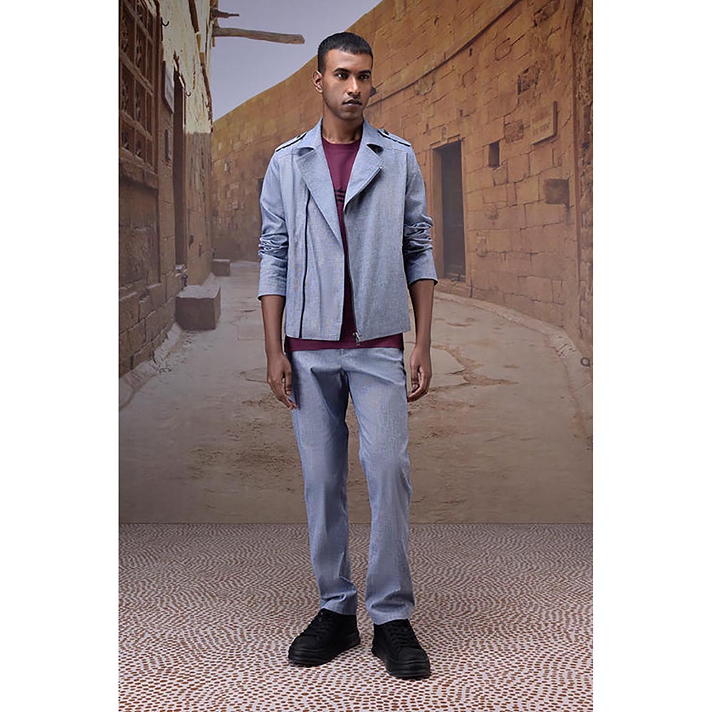 Genes Lecointe Hemant Structured Grey Straight-Leg Trouser