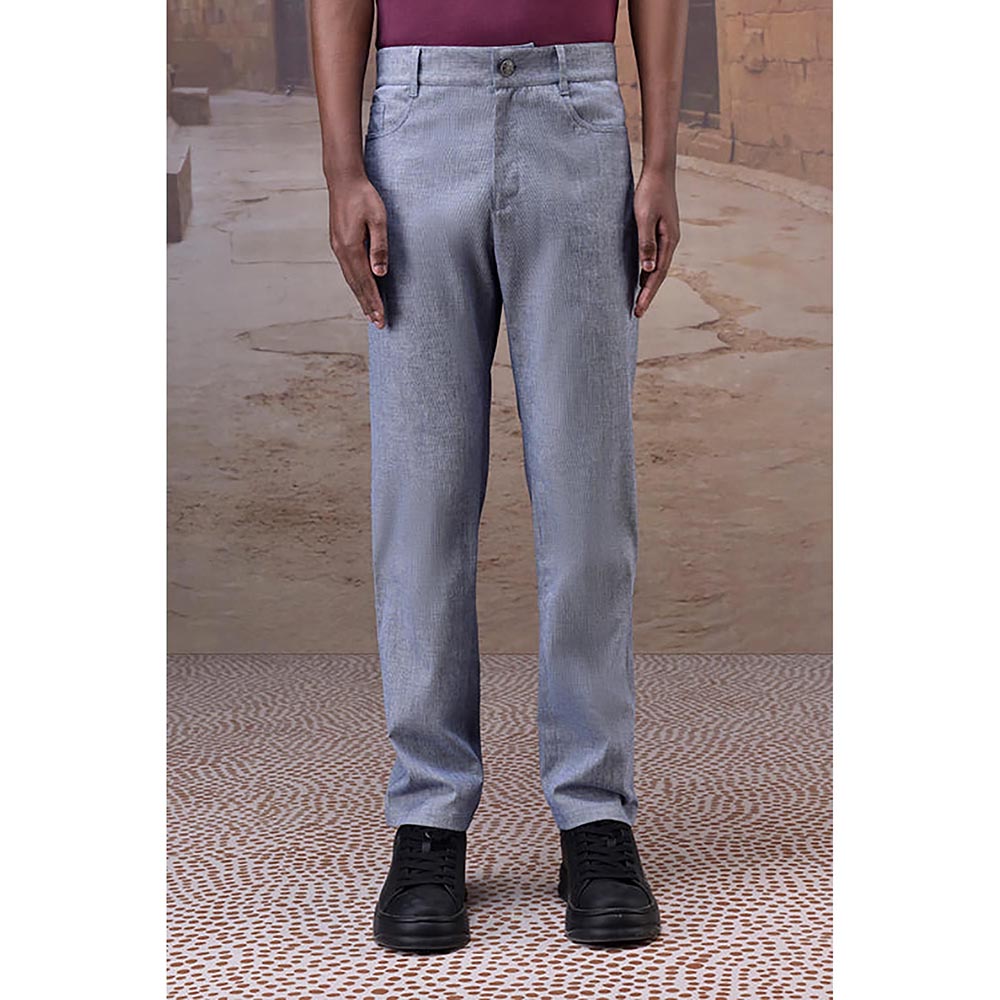 Genes Lecointe Hemant Structured Grey Straight-Leg Trouser