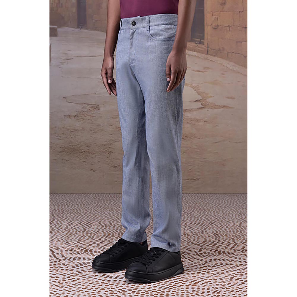Genes Lecointe Hemant Structured Grey Straight-Leg Trouser