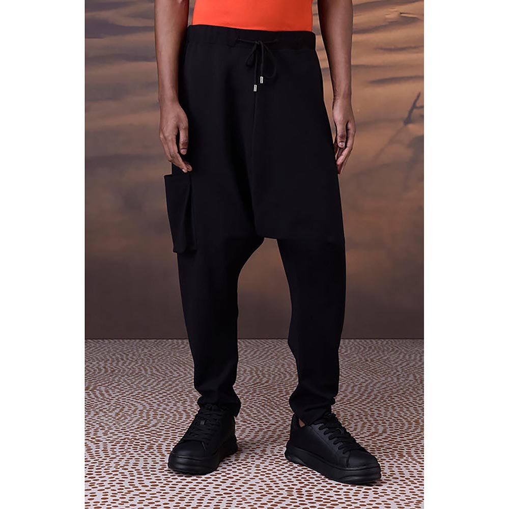 Genes Lecointe Hemant Relaxed Black Textured Harem Pants
